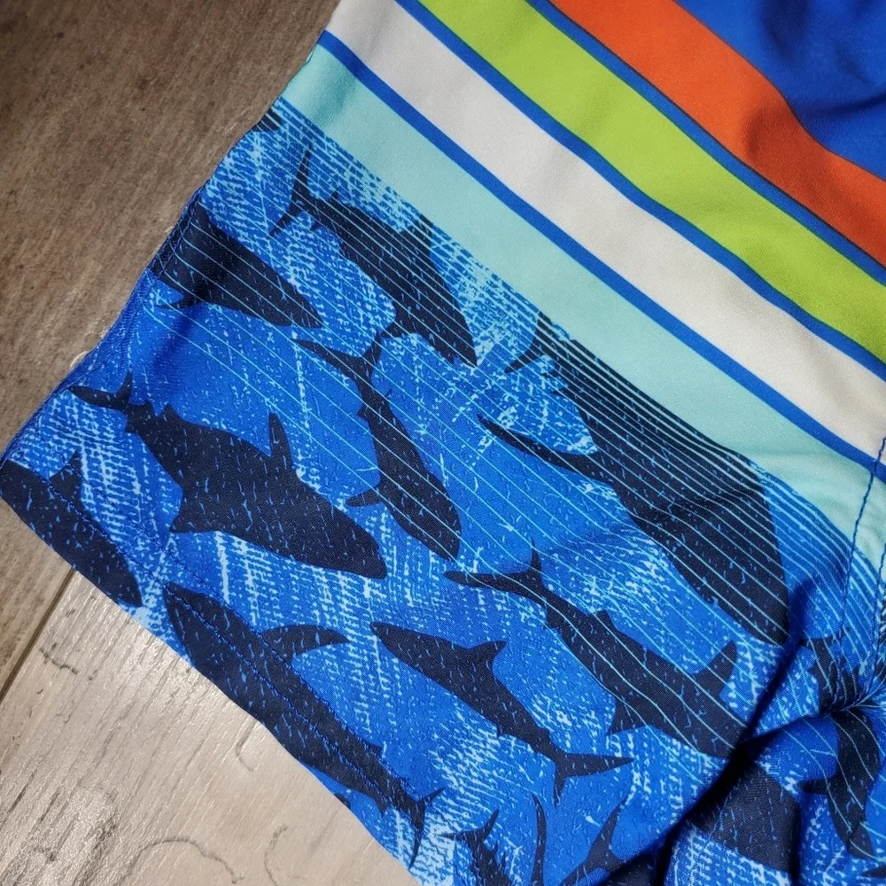 Wonder Nation Boys Swim Trunks with UPF 50+ Size XS (4-5) NWOT Blue Sharks